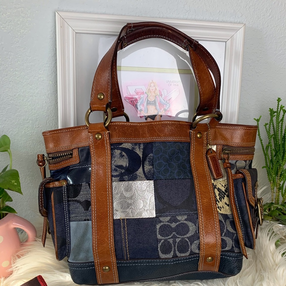 SOLD! Vtg COACH Leather Rare Patchwork handbag - Picture 2 of 8